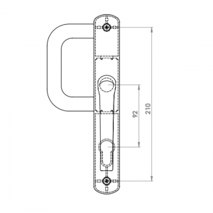 DOOR HANDLE AL MILANO 92 MM AXIS LONG&WIDE D TYPE 8022