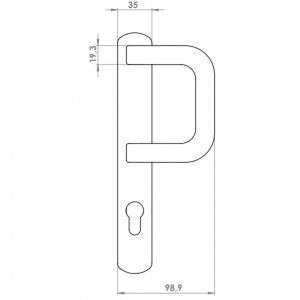 DOOR HANDLE AL MILANO 92 MM AXIS LONG&WIDE D TYPE ELOXAL FINISH