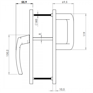 DOOR HANDLE AL MILANO 92 MM AXIS LONG&WIDE D TYPE ELOXAL FINISH