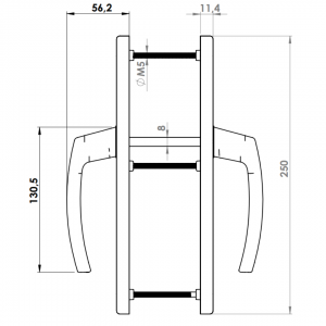 DOOR HANDLE AL MILANO 92 MM AXIS WITH ZAMAC BODY 9016