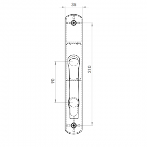 DOOR HANDLE AL MILANO WC TYPE LONG&WIDE ELOXAL FINISH
