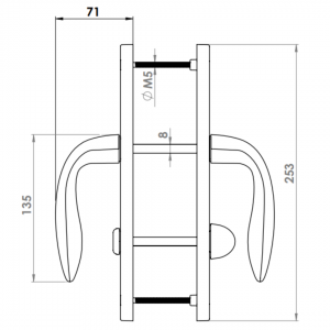 DOOR HANDLE AL BUDVA WC TYPE 30 MM LONG&OVAL ELOXAL FINISH