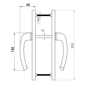 DOOR HANDLE AL IBIZA 85 MM AXIS 30 MM LONG&ANGULAR 9016