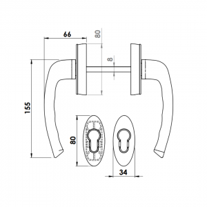 DOOR HANDLE AL JUMBO IBIZA LEVER DELUXE WITH ROSETTE 9005 MATTE