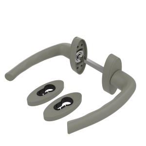 DOOR HANDLE AL JUMBO IBIZA LEVER DELUXE WITH ROSETTE CHAMPAHNE FINISH