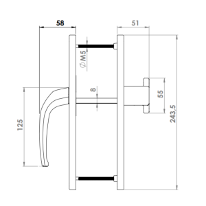 DOOR HANDLE AL IZMIR 92 MM AXIS LONG&WIDE PULL TYPE 8022