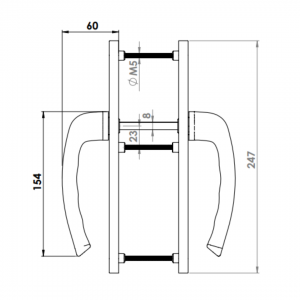 DOOR HANDLE AL JUMBO IBIZA 85 MM AXIS WITH 30 MM ZAMAC BODY CHAMPAHNE FINISH
