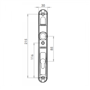 DOOR HANDLE AL JUMBO IBIZA 85 MM AXIS WITH 30 MM ZAMAC BODY CHAMPAHNE FINISH
