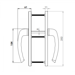 DOOR HANDLE AL JUMBO IBIZA 92 MM AXIS WITH ZAMAC BODY 1013