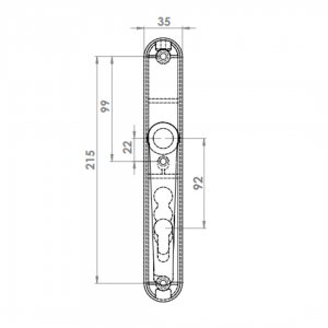 DOOR HANDLE AL JUMBO IBIZA 92 MM AXIS WITH ZAMAC BODY 1013
