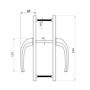 DOOR HANDLE AL IZMIR 85 MM AXIS LONG&NARROW GOLD FINISH