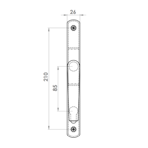DOOR HANDLE AL IZMIR 85 MM AXIS LONG&NARROW GOLD FINISH