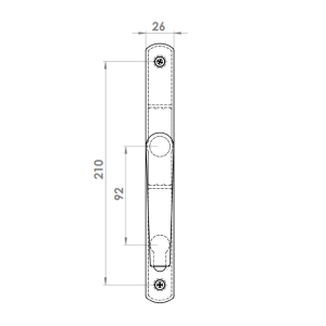 DOOR HANDLE AL IZMIR 92 MM AXIS LONG&NARROW 7016