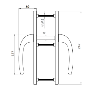 DOOR HANDLE AL POZNAN 92 MM AXIS WITH 30 MM ZAMAC BODY 1013