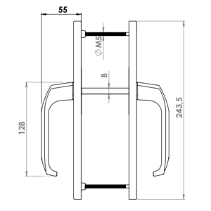 DOOR HANDLE AL KIEV 85 MM AXIS LONG&WIDE BRONZE FINISH
