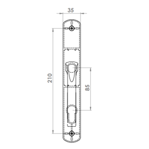 DOOR HANDLE AL KIEV 85 MM AXIS LONG&WIDE BRONZE FINISH