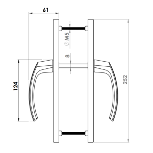 DOOR HANDLE AL MUNICH 92 MM AXIS 30 MM LONG&ANGULAR ELOXAL FINISH