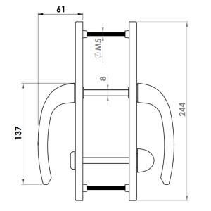 DOOR HANDLE AL POZNAN WC TYPE LONG&NARROW CHAMPAHNE FINISH