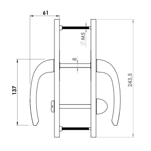 DOOR HANDLE AL POZNAN WC TYPE LONG&WIDE CHAMPAHNE FINISH