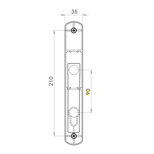 DOOR HANDLE AL POZNAN WC TYPE LONG&WIDE CHAMPAHNE FINISH