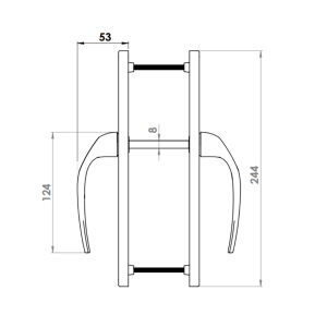 DOOR HANDLE AL BAGHDAD 92 MM AXIS LONG&NARROW 9005 MATTE