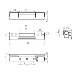 HINGE AL UNIVERSAL 100 MM GOLD FINISH