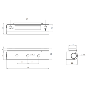 HINGE AL UNIVERSAL 75 MM BRONZE ANODIZED
