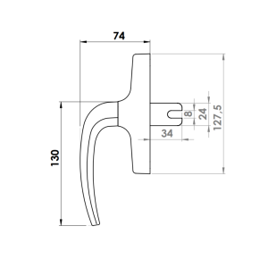 WINDOW HANDLE AL TRENDY AXIAL SINGLE FORKED 8003